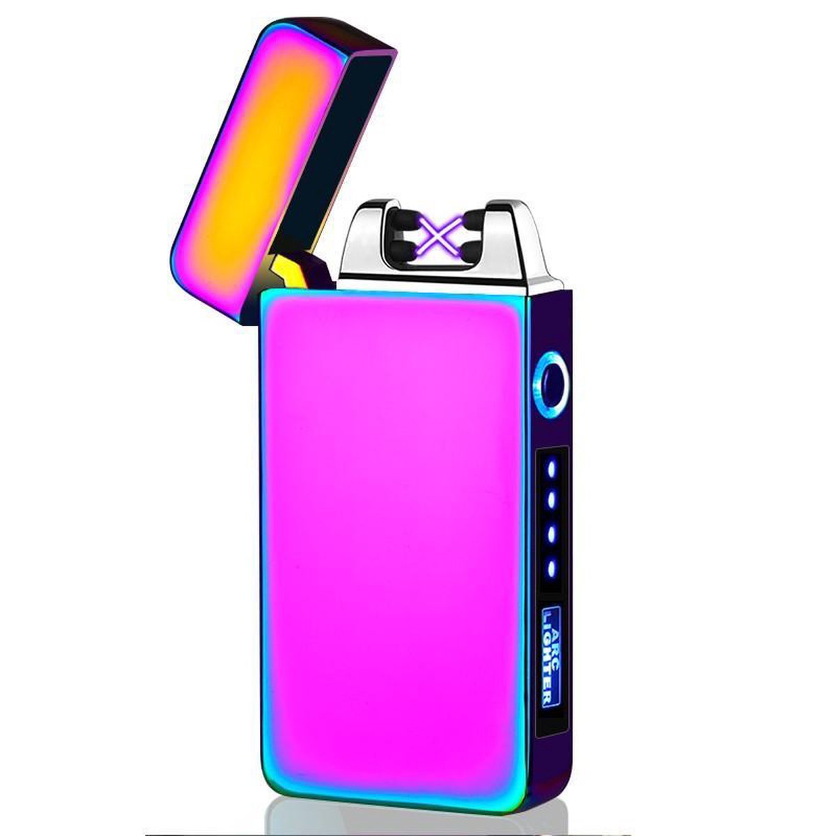 Elektrische Plasma Aansteker – USB Aansteker - Oplaadbaar met Batterij Indicator - Regenboog - Merkloos