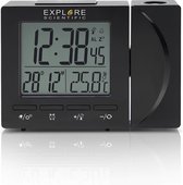 Explore Scientific RDP1001 radio gestuurde digitale projectiewekker | Groot display | Dag - Datum aanduiding | Thermometer | Zwart