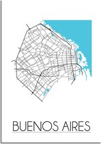 DesignClaud Buenos Aires Plattegrond poster A2 + Fotolijst wit