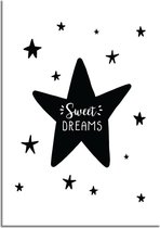 DesignClaud Sweet Dreams - Kinderkamer poster - Zwart wit A4 poster (21x29,7cm)