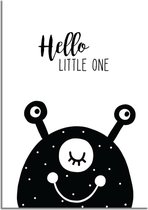 DesignClaud Hello Little One - Beest - Zwart wit poster A4 + Fotolijst zwart