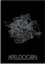 DesignClaud Apeldoorn Plattegrond poster Zwart - A2 + fotolijst zwart (42x59,4cm)