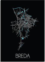 DesignClaud Breda Plattegrond poster Zwart B2 poster (50x70cm)