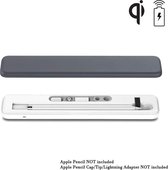 DrPhone CX Pro - Wireless Oplader Case + Beschermhoes - Geschikt voor Apple Pencil 1st generatie - Ondersteuning Draadloze oplaadfunctie + Opbergbox – Wit/Grijs
