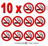 10 x Sticker verboden te roken Ø 5cm