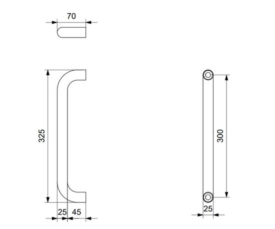 GPF9500.09 poignée de porte GPF01 acier inoxydable brossé 25x325 / 300mm