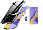 HB Hoesje Geschikt voor Samsung Galaxy A51 - Anti Shock Hybrid Back Cover & Glazen Screenprotector - Transparant