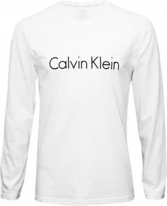 Calvin Klein - Heren - T-Shirt Ronde Hals Lange Mouw - Wit - M | bol.com