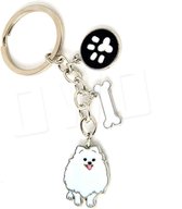 OWO - pomeranian Pomeriaan Pom dwergkees dwerg kees sleutelhanger met ring keyring - botje wit