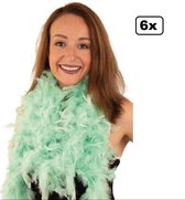 6x Boa pastel groen 180 cm - carnaval veren sjaal pastel festival feest party