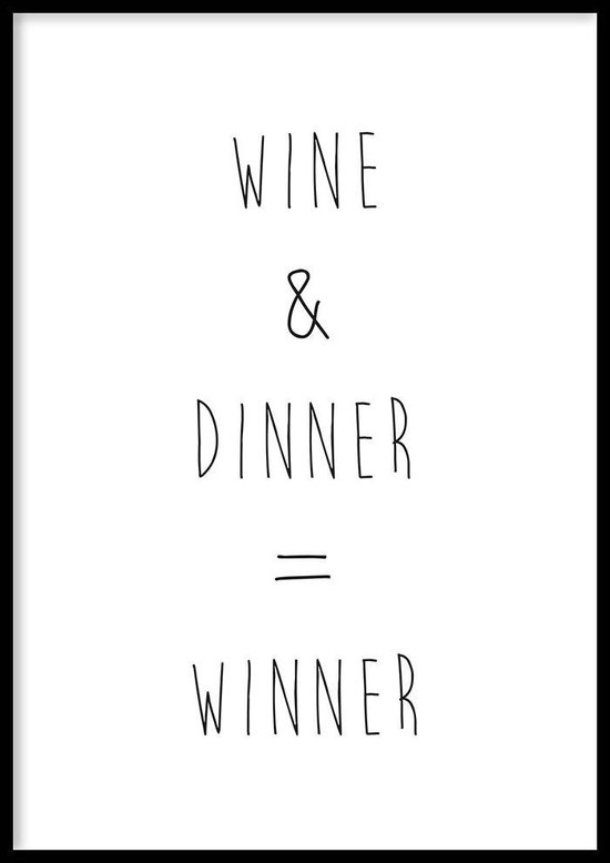 Poster Wine & Dinner - 50x70cm - Keuken posters
