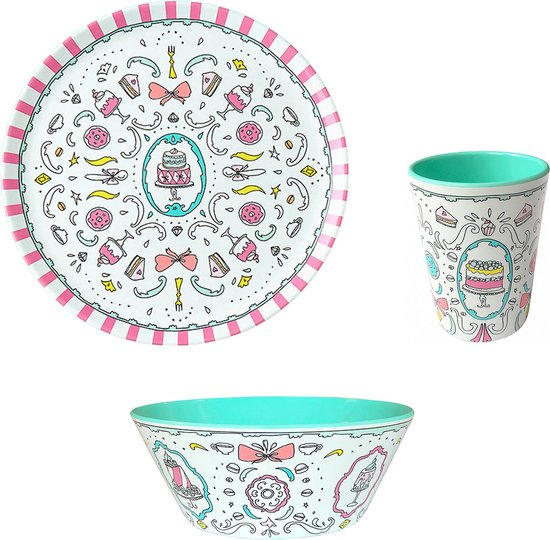 Jill - Serviesset 3-delig - Turquoise - Melamine