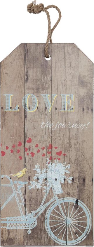Clayre & Eef - Groot Houten Tekstbord - Love the Journey  - 30 x 2 x 66 cm