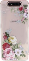 Shop4 - Samsung Galaxy A80 Hoesje - Zachte Back Case Bloemen Gekleurd