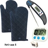 Gohh Ovenwanten 2 stuks Zwart - 1 Digitale Kookwekker - 1 Voedselthermometer