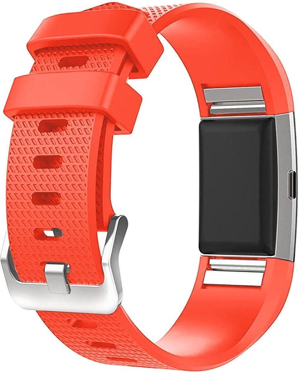 watchbands-shop.nl Siliconen bandje - Fitbit Charge 2 - OranjeRood - Large