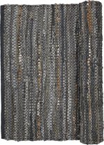 Vloerkleed glitter leder & katoen tapijt 80x220cm in Grijs met goldfäden
