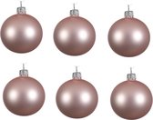 6x Lichtroze glazen kerstballen 8 cm - Mat/matte - Kerstboomversiering lichtroze
