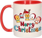 Kerstmis cadeau mok - Merry Christmas - diertjes - 300 ml - keramiek - mokken / beker - Kerst servies