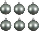 6x Mintgroene glazen kerstballen 8 cm - Mat/matte - Kerstboomversiering mintgroen