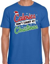 Fout Kerst shirt / t-shirt - Calories dont count at Christmas - blauw voor heren - kerstkleding / kerst outfit M (50)