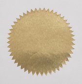 Goudkleurige sluitzegel, label goud of sticker goud | rond 46mm met sterrand, 100 stuks in gripzakje