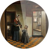 Een vrouw met een kind in een kelderkamer | Pieter de Hooch | Rond Plexiglas | Wanddecoratie | 60CM x 60CM | Schilderij | Oude meesters | Foto op plexiglas