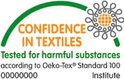 Logo 'Confidence in Textiles' getest op schadelijke stoffen.