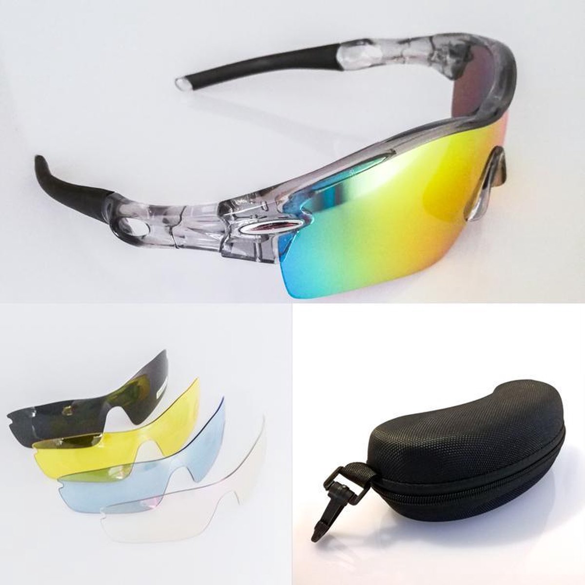 zwaarlijvigheid Structureel logica Sportbril – set met 5 verwisselbare glazen – transparant zwart – zonnebril  | bol.com