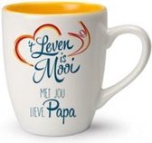 't Leven is Mooi Met Jou Lieve Papa - Koffie Beker - Mok - Vaderdag - Opa - 350 ml - Vaatwasser bestendig - Cadeau Idee
