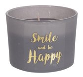 Kaarsen in glas "Smile and be Happy" - per 3 stuks