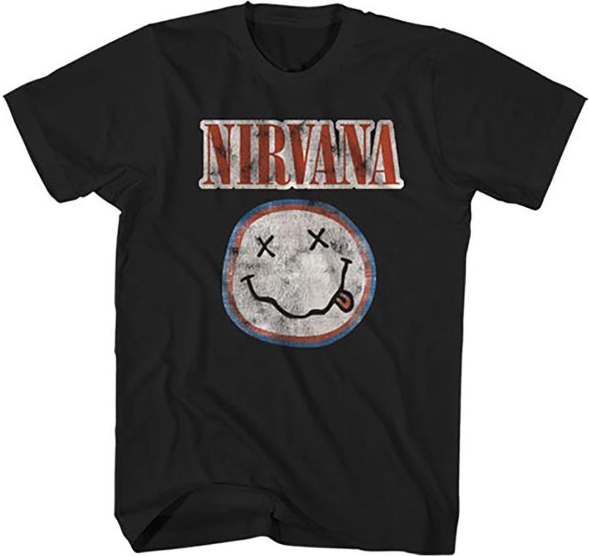 Nirvana Smiley Distressed Logo Heren T-shirt L