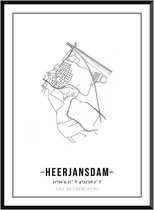 Heerjansdam poster | stadsposter | industrieel | zwart / wit - 40 x 30 cm