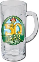 Verjaardag - Bierpul - 50 Jaar - Gevuld met gemengde drop - In cadeauverpakking  met gekleurd lint