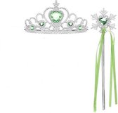 Het Betere Merk - Frozen - Prinsessen Verkleedkleding - Tiara - Groen - Toverstaf Meisje - Kroon - voor bij je Elsa jurk