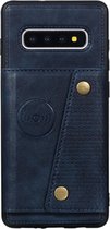 Luxe Cardslot voor Samsung Galaxy S10 | Donkerblauw | Leren Back Cover | Pasjeshouder | Magnetisch