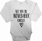 Baby rompertje see you in november uncle | Bekendmaking zwangerschap | Cadeau voor de liefste aanstaande oom | Bekendmaking zwangerschap rompertje voor oom in de maat 56.