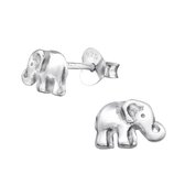 Joy|S - Zilveren olifant oorbellen 8 x 5 mm geoxideerd