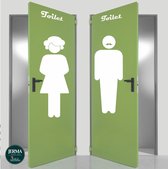 WC sticker vrouw met krulhaar en man met snor. Kleur: Wit (8)