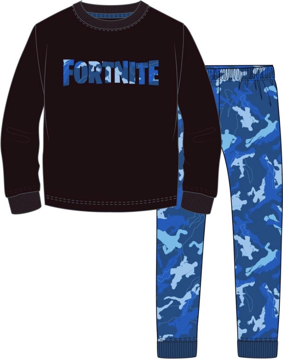 Fortnite pyjama - blauw - zwart - Maat 140 cm / 10 jaar. | bol.com