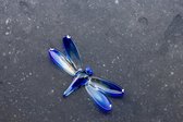 Accessoires "Libelle" klein. Blauw. 9 cm. Kristalglas. (dit is GEEN asbestemming!)