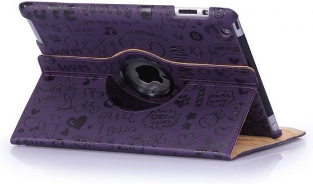 Hoes Geschikt Voor iPad mini 360 hoes Trendy leer paars
