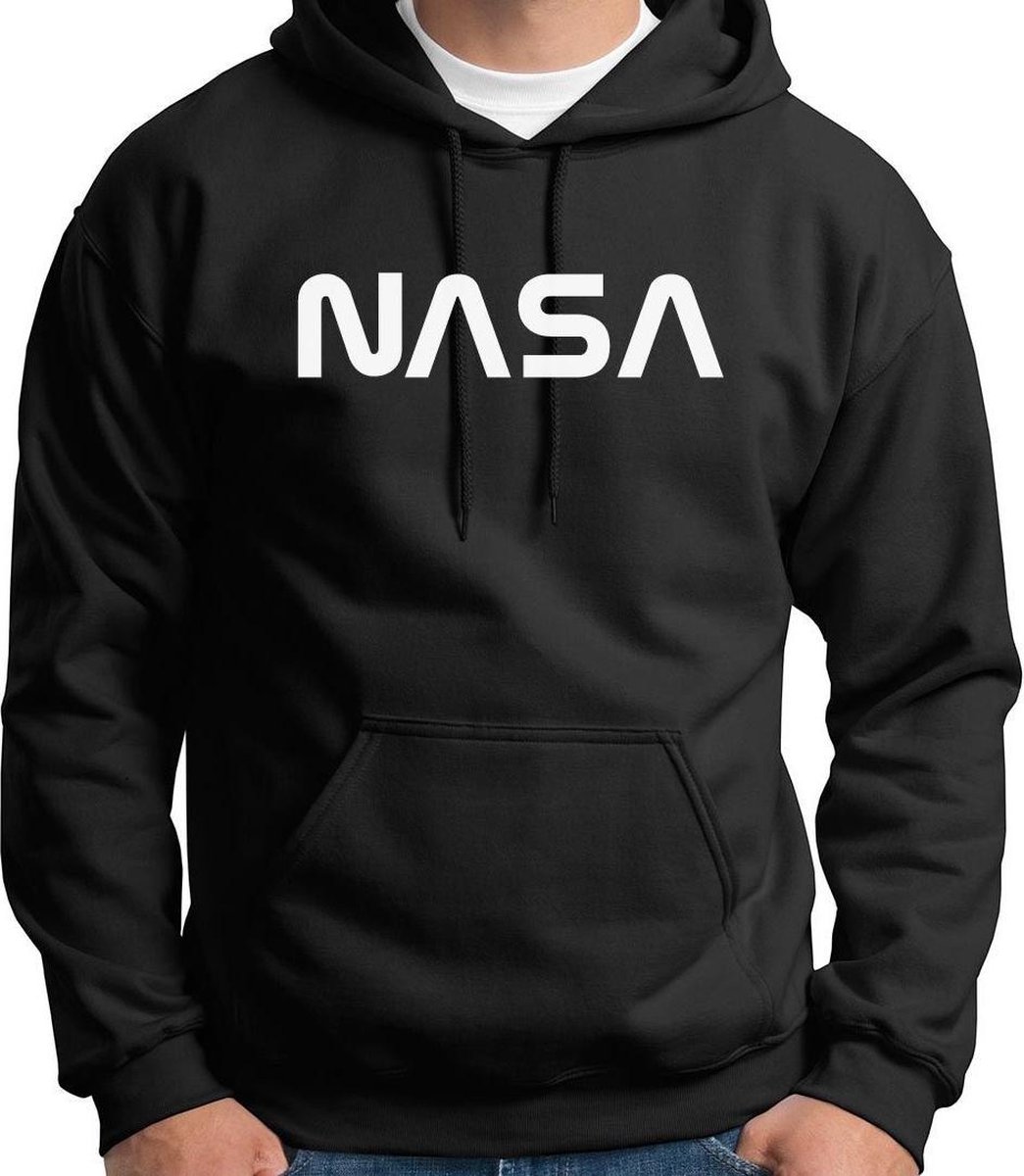 Hoodie sweater | Official NASA logo white | Maat Medium