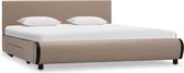 Bedframe Bruin 160x200 cm Kunstleer (Incl LW Led klok) - Bed frame met lattenbodem - Tweepersoonsbed Eenpersoonsbed
