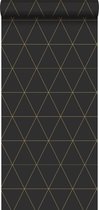 Origin Wallcoverings behangpapier grafische driehoeken zwart en goud - 347684 - 0,53 x 10,05 m