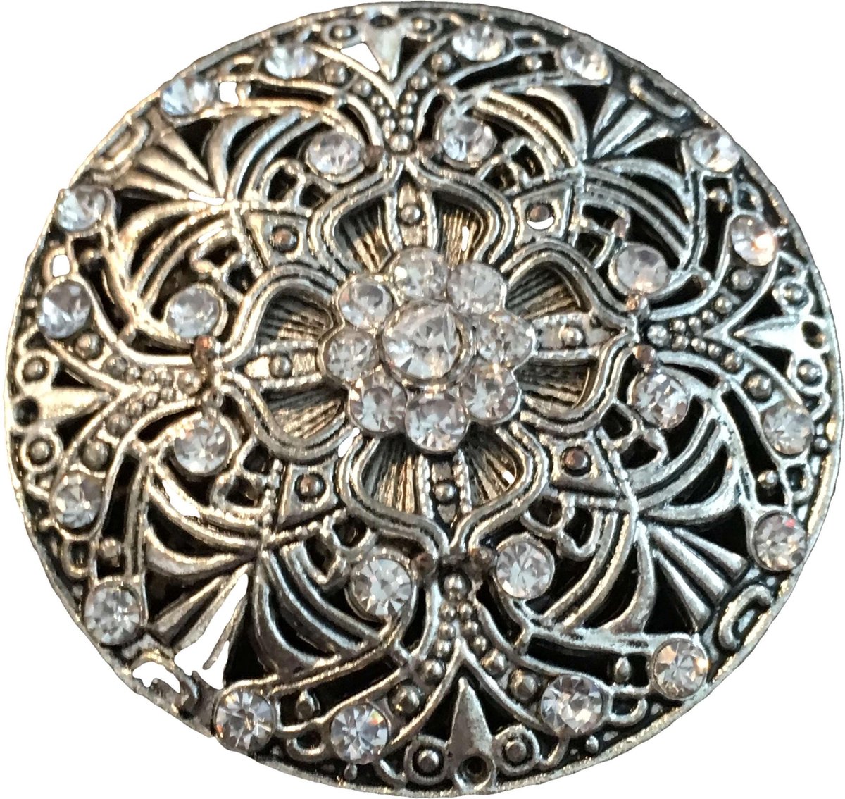 Magneetbroche rond met strass