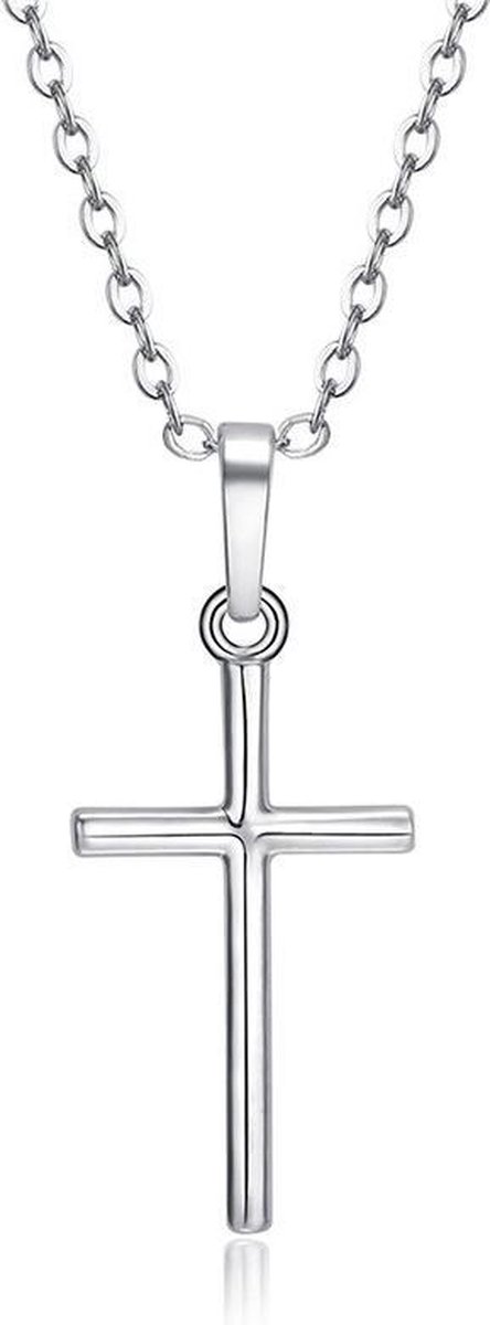 ketting dames | ketting dames met kruisje | ketting met kruis hanger | zilverkleurig | cadeau voor vrouw |