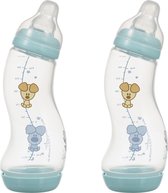 Difrax Babyfles 250 ml – S-fles - Anti-Colic – Woezel & Pip – 2 stuks