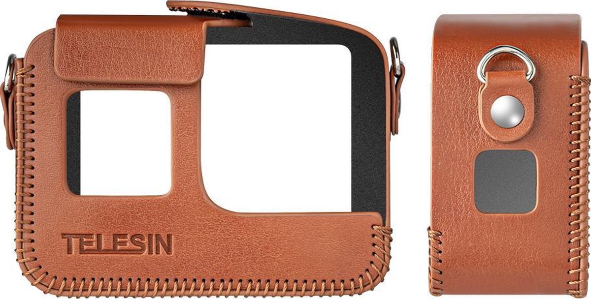 Telesin Handgemaakte Lederen Beschermhoes Geschikt voor GoPro Hero 5 / 6 / 7 BLACK - Bruin
