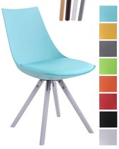 Clp Albi Eetkamerstoel - Kunstleer - rond - Blauw - Kleur onderstel : wit  (eik)